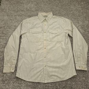 Columbia PFG Long Sleeve Button Up Shirt Mens Large Beige Plaid Fishing